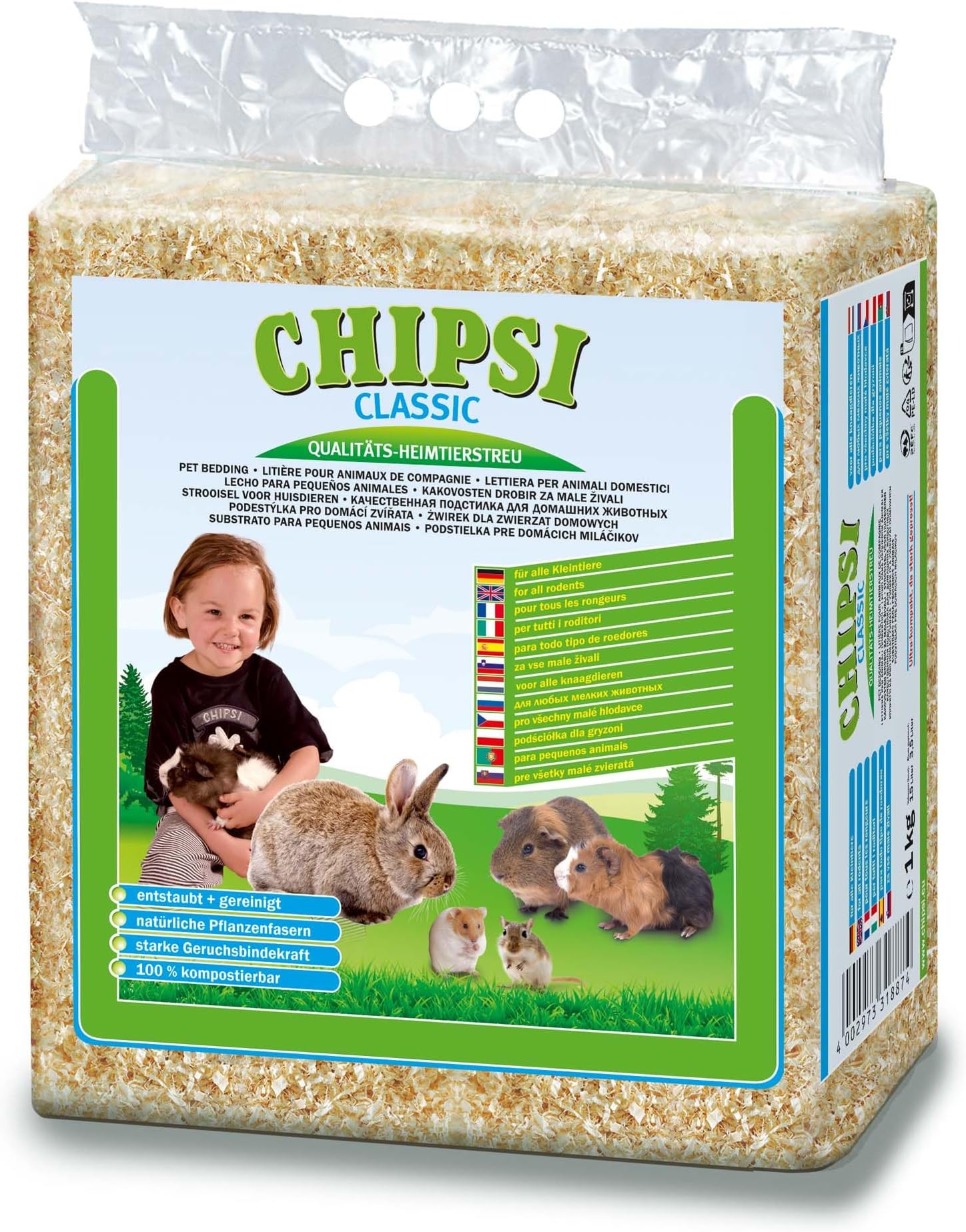 Chipsi Classic Lecho de virutas de Madera para Animales pequeños 1kg