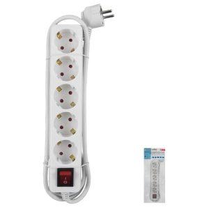 WOLFPACK LINEA PROFESIONAL BASE MULTIPLE 5 TOMAS CON TOMA DE TIERRA CON INTERRUPTOR