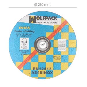 DISCO CORTE ABRASIVO PARA ACERO INOXIDABLE 230X1