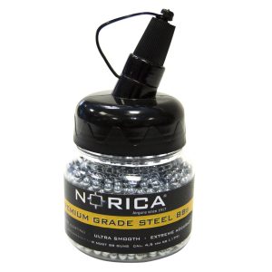 Botella de 1500 Bolas/Perdigones de Acero Niquelado de 4.5mm NORICA