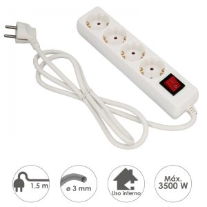 WOLFPACK BASE MULTIPLE 4 TOMAS CON TOMA DE TIERRA CON INTERRUPTOR