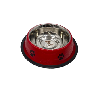 Comedero Petipop Acero Inoxidable Antideslizante-3 Rojo Huellas