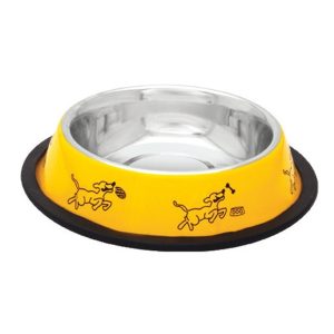 Comedero Petipop Acero Inoxidable Antideslizante Amarillo Perros